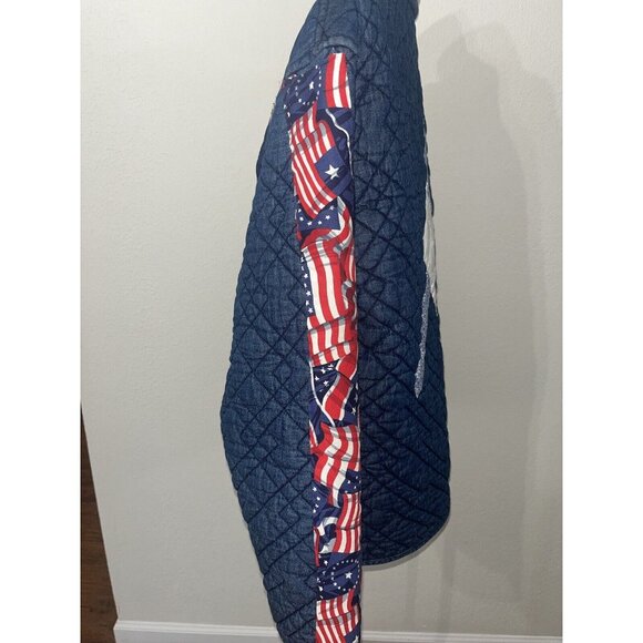 Keren Karen Hart Quilted Jacket women medium Appliqué Patriotic Lined - Picture 6 of 10